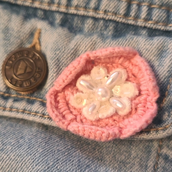 Liz Authentic trucker lace denim jacket Medium - Picture 5 of 7